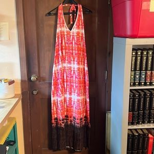 XL JONES NEW YORK SPORT HALTER PINK DRESS TIE DYE STYLE NWT